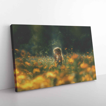 A Joyful Girl Among a Sea of Sunshine Capturing Innocence and Nature’s Beauty   Christian Canvas Wall Art Decor