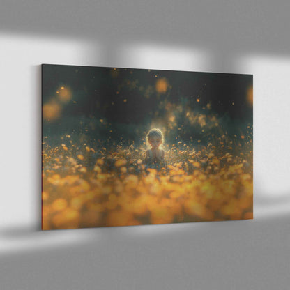 A Little Girl Amidst a Golden Sea of Dandelions   Enchanting Christian Canvas Wall Art Decor