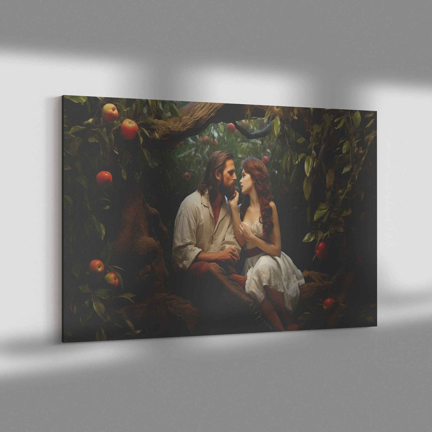 Adam & Eve In The Garden Of Eden In Love Canvas Wall Art