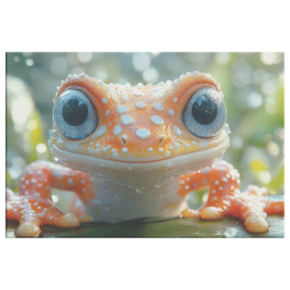 Adorable Baby Frog with Sparkling Blue Eyes in the Jungle Canvas Wall Art Decor