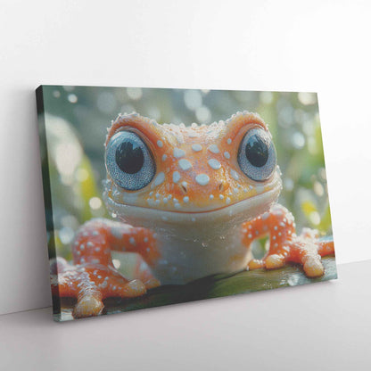 Adorable Baby Frog with Sparkling Blue Eyes in the Jungle Canvas Wall Art Decor