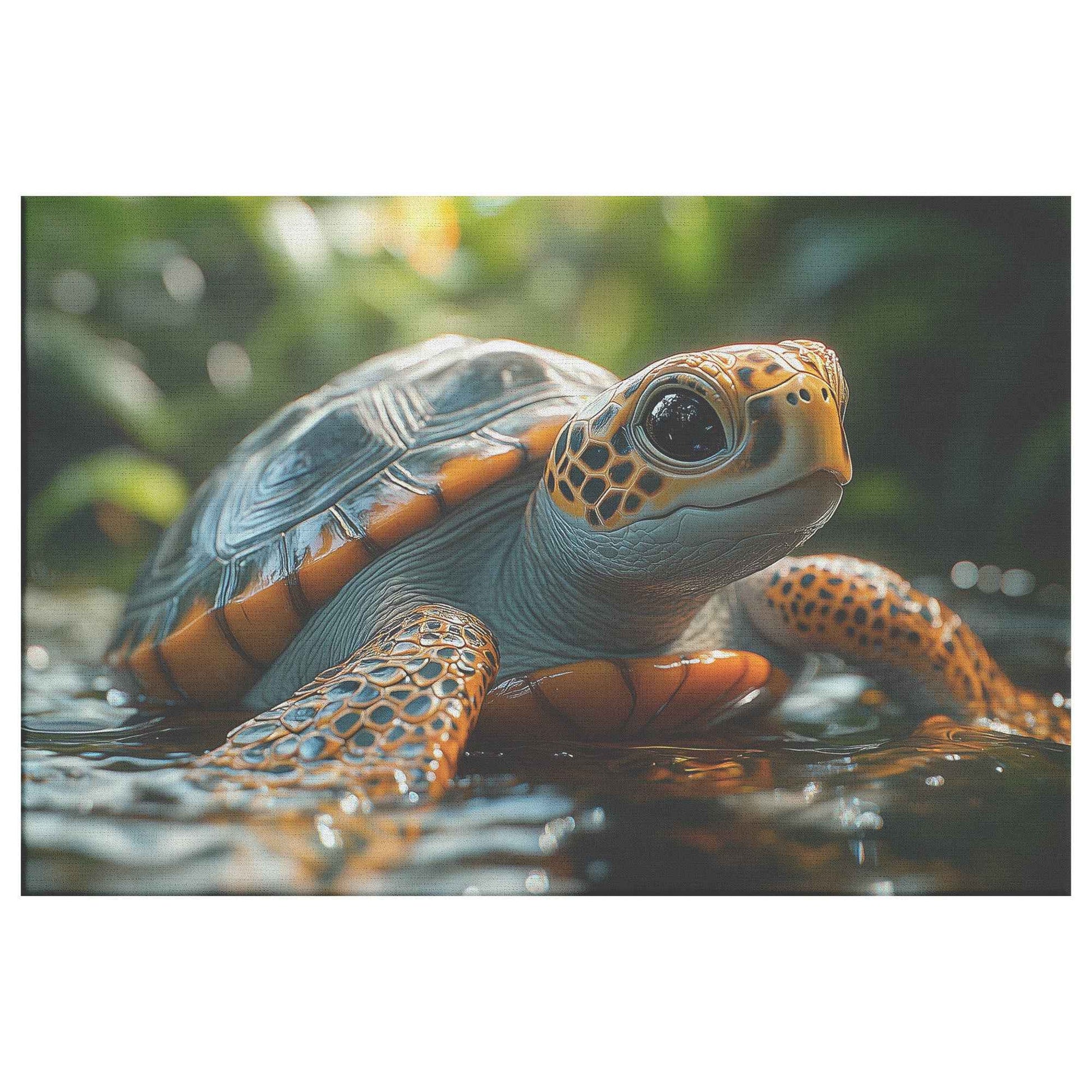 Adorable BaTurtle Swimming in Tropical Waters Vibrant Rainforest Beauty   Christian Canvas Wall Art Decor