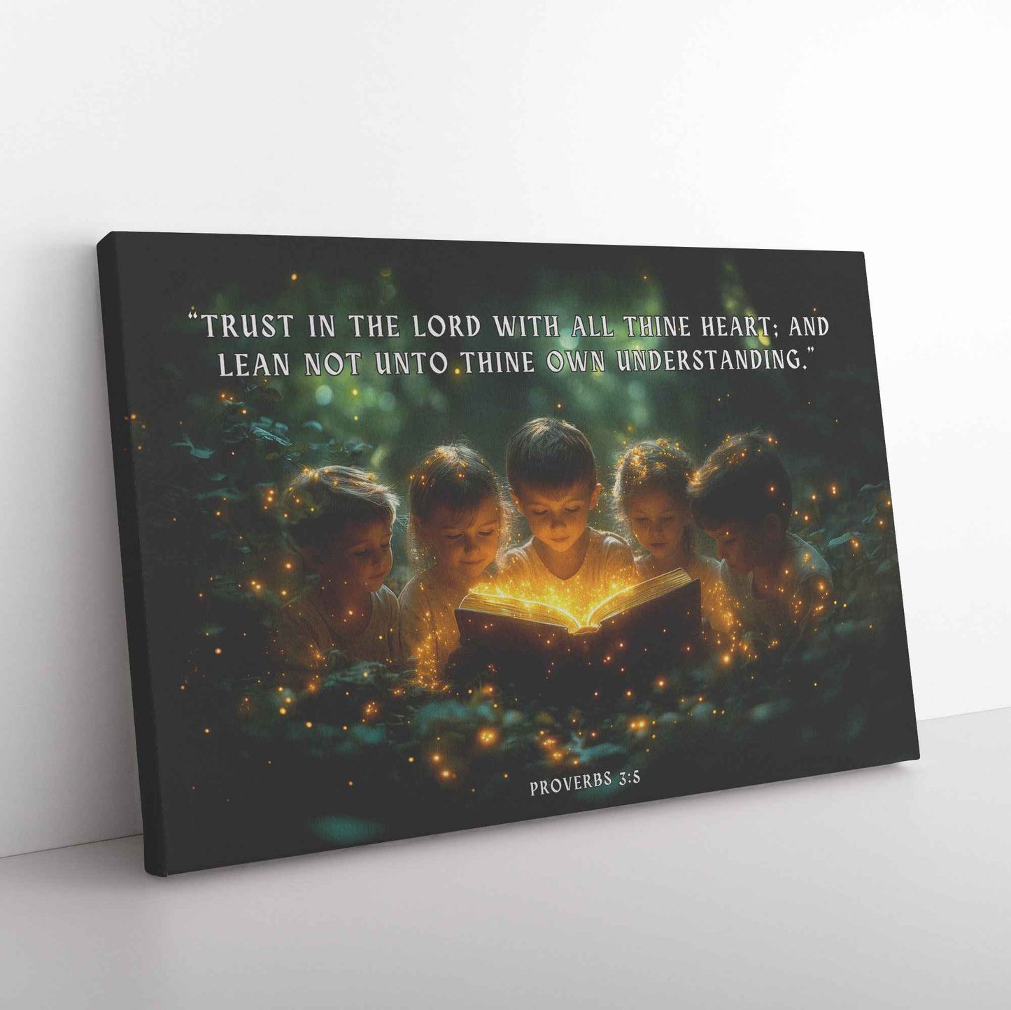 Bible Adventures Children Reading The Bible Together Canvas Art DecorTrust in the LORD with all thine heart; and lean not unto thine own understanding.