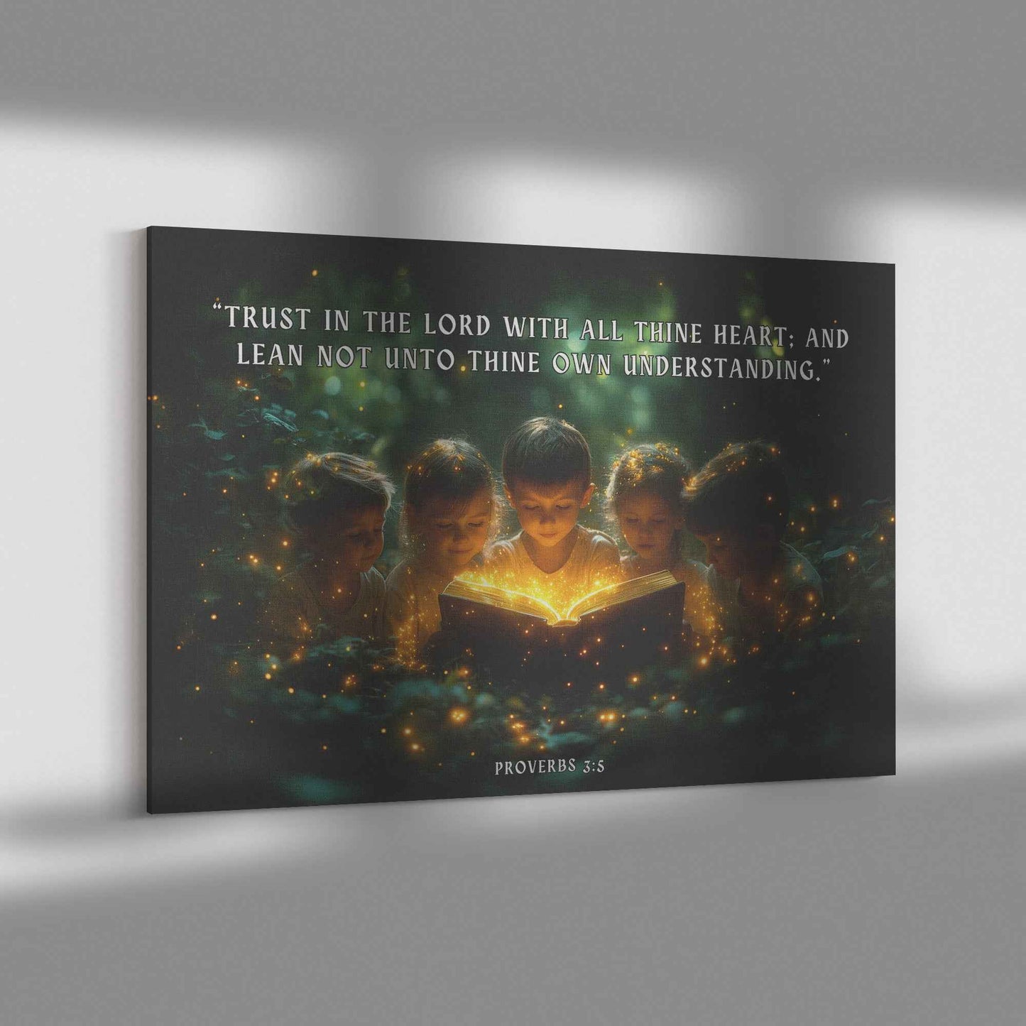 Bible Adventures Children Reading The Bible Together Canvas Art DecorTrust in the LORD with all thine heart; and lean not unto thine own understanding.