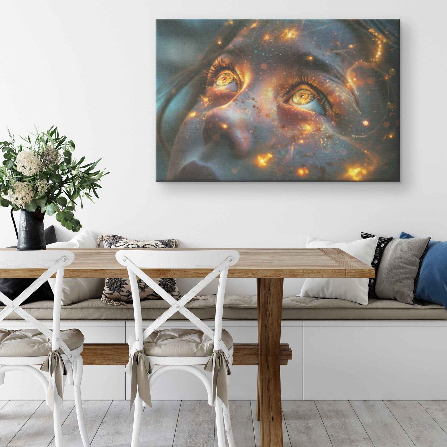 Christian Girl With Beautiful Eyes Looking Up At The Lord God Jesus Christ Canvas Art Piece