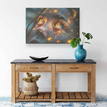 Christian Girl With Beautiful Eyes Looking Up At The Lord God Jesus Christ Canvas Art Piece