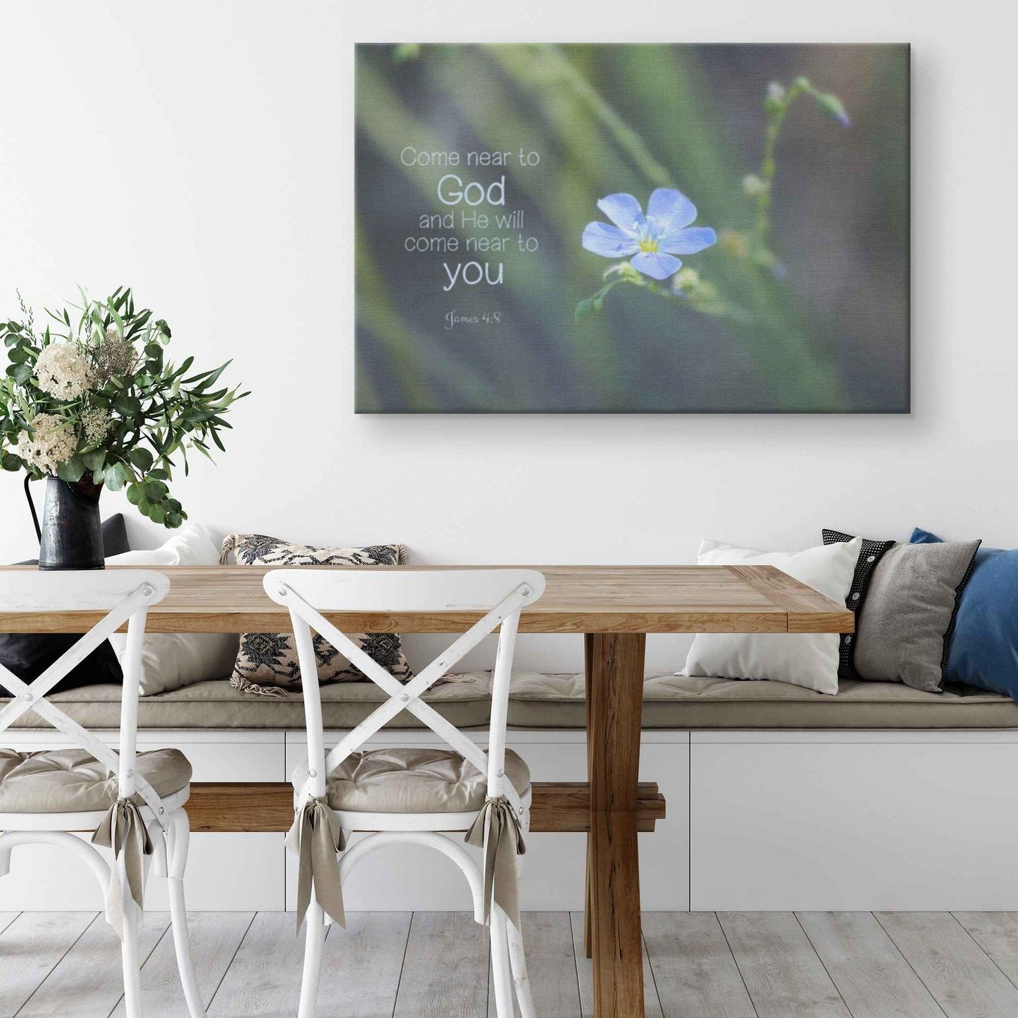 Come Near To God & He Will Come Hear To You James 48 Christian Canvas Wall Art