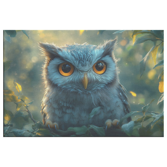 Cute Owl Perched on Tree Branch with Sunlight Glaring on Its Head   Christian Canvas Wall Art Decor - Awakening Righteousness