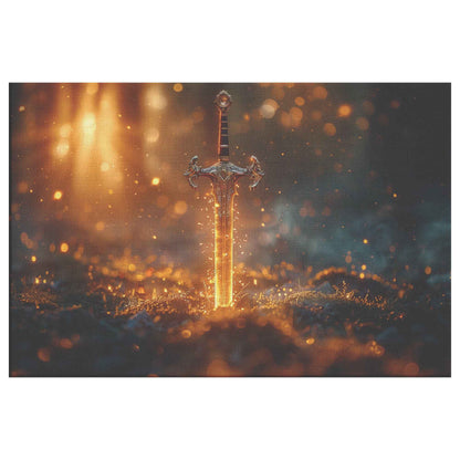 Divine Strength and Protection: The Shining Sword –   Christian Canvas Wall Art Decor