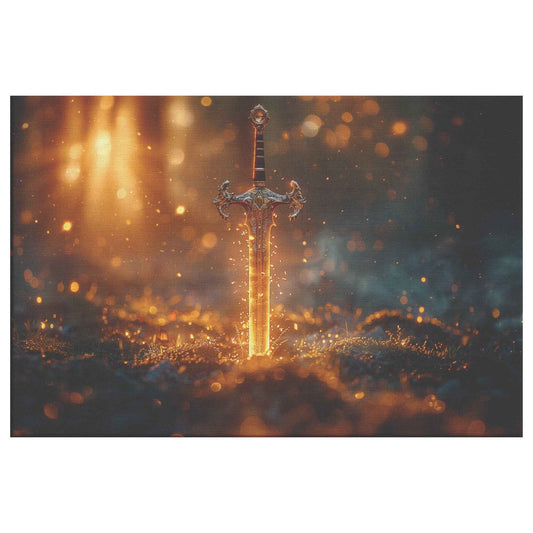 Divine Strength and Protection: The Shining Sword –   Christian Canvas Wall Art Decor