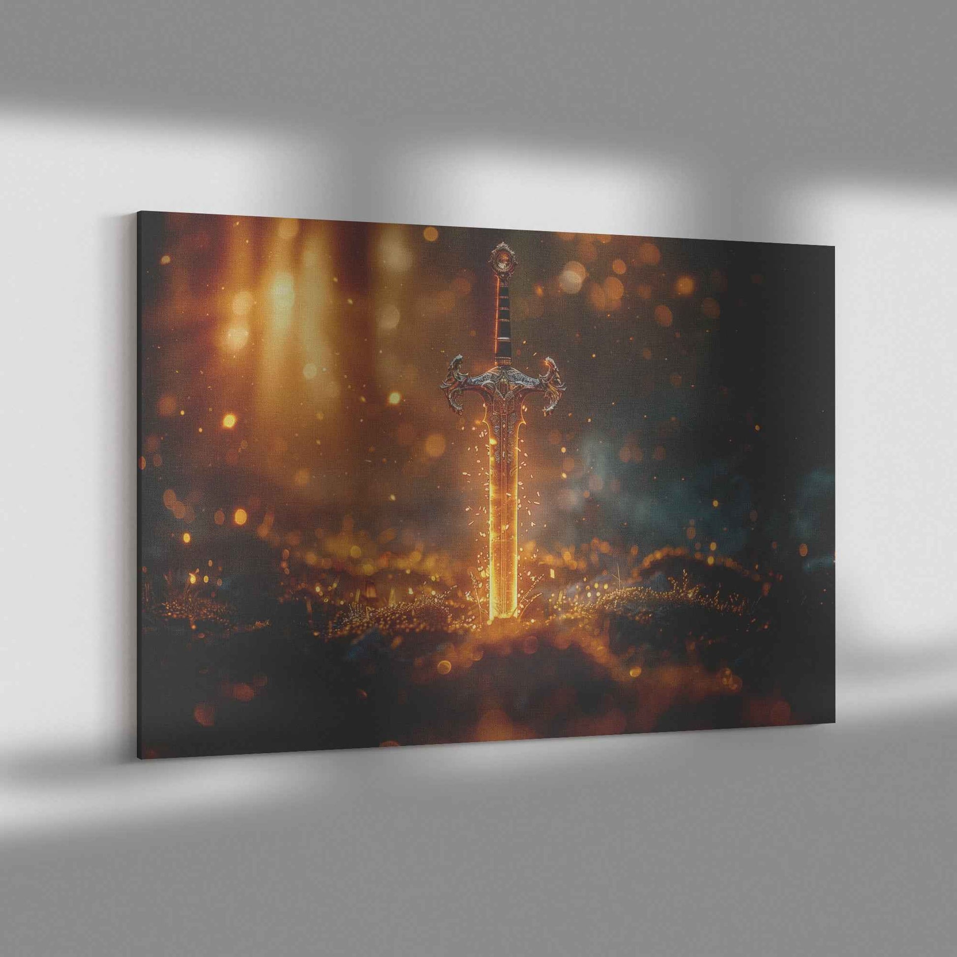 Divine Strength and Protection: The Shining Sword –   Christian Canvas Wall Art Decor