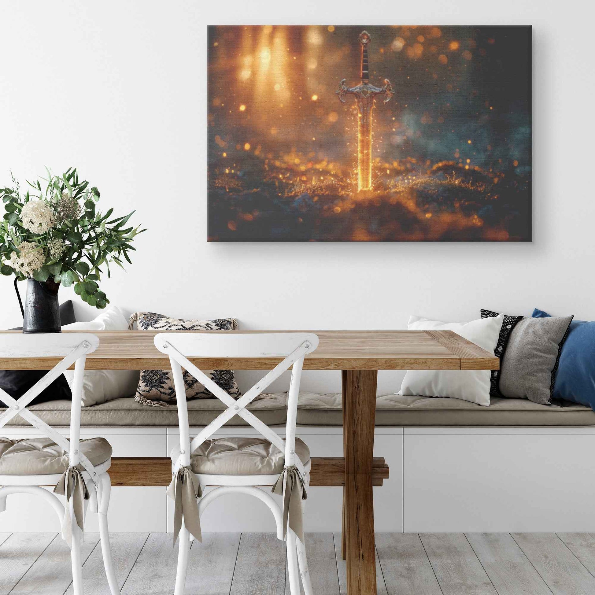 Divine Strength and Protection: The Shining Sword –   Christian Canvas Wall Art Decor