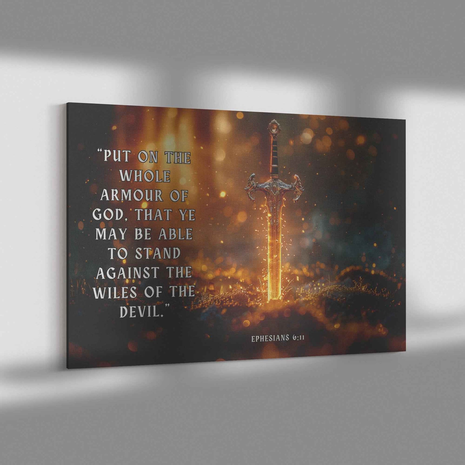 Divine Strength and Protection The Shining Sword Ephesians 611    Christian Canvas Wall Art Decor