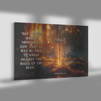 Divine Strength and Protection The Shining Sword Ephesians 611    Christian Canvas Wall Art Decor