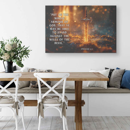 Divine Strength and Protection The Shining Sword Ephesians 611    Christian Canvas Wall Art Decor