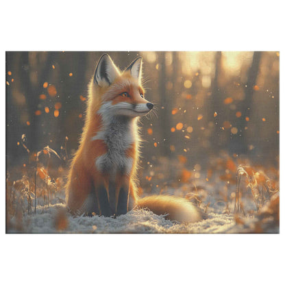 Enchanted Fox in Golden Forest   Christian Canvas Wall Art Decor