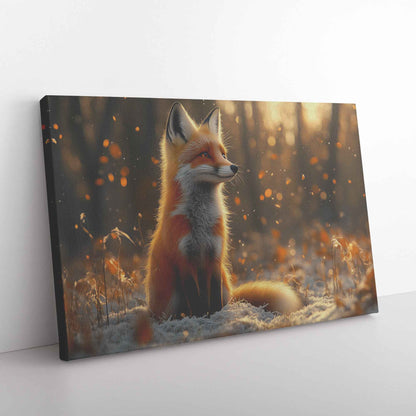 Enchanted Fox in Golden Forest   Christian Canvas Wall Art Decor