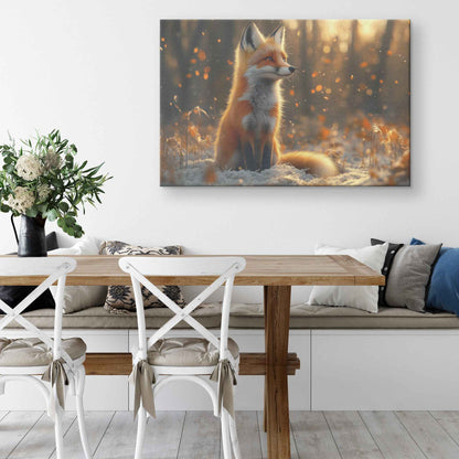 Enchanted Fox in Golden Forest   Christian Canvas Wall Art Decor