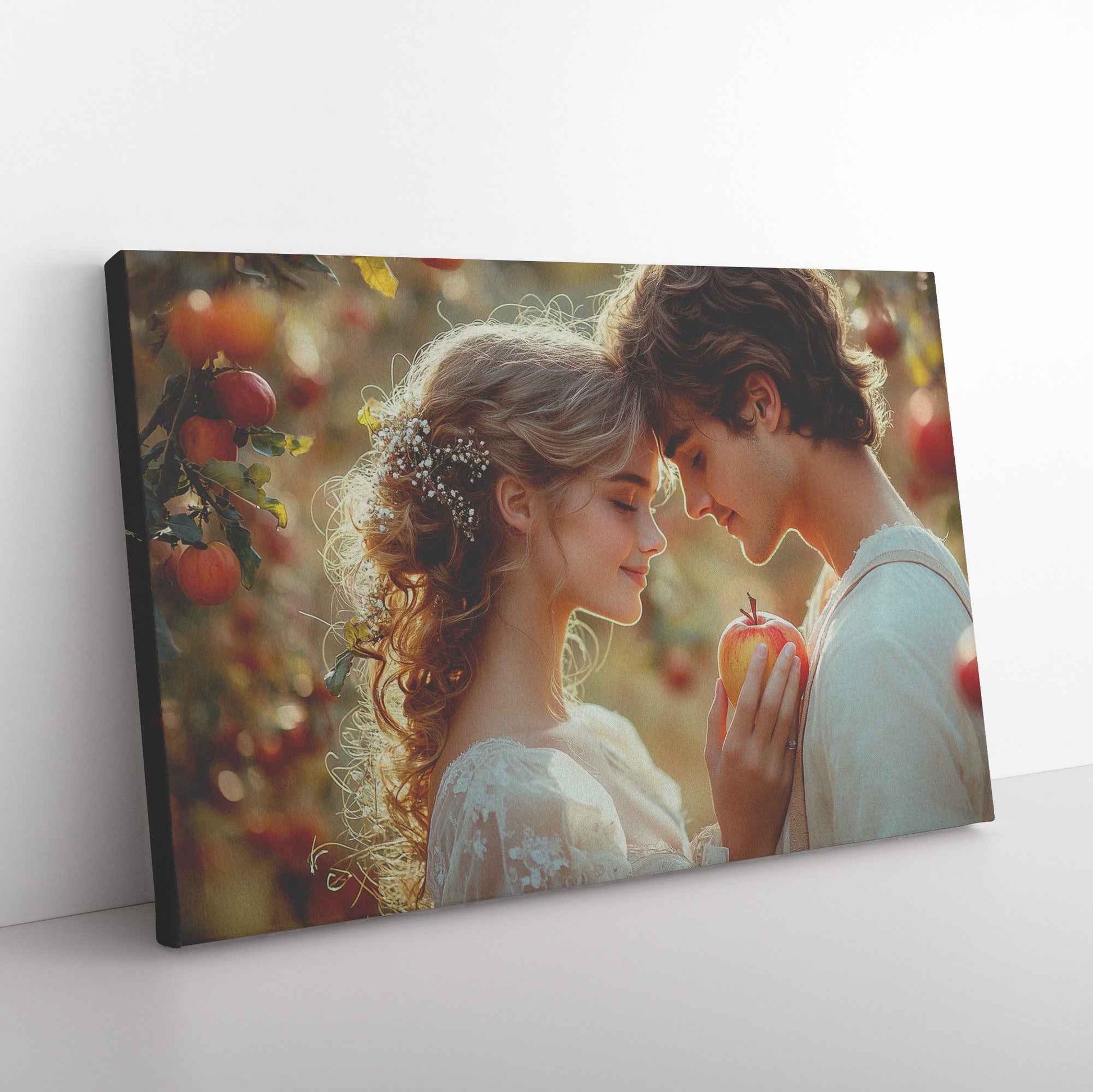 Eve and Adam A Timeless Love Under Sunlit Apple Trees   Enchanting Canvas Wall Art Decor