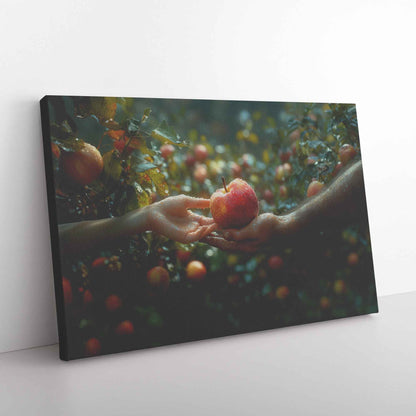 Eve's Tempting Gift The Apple of Love and Deception in the Garden of Eden   Christian Canvas Wall Art Decor