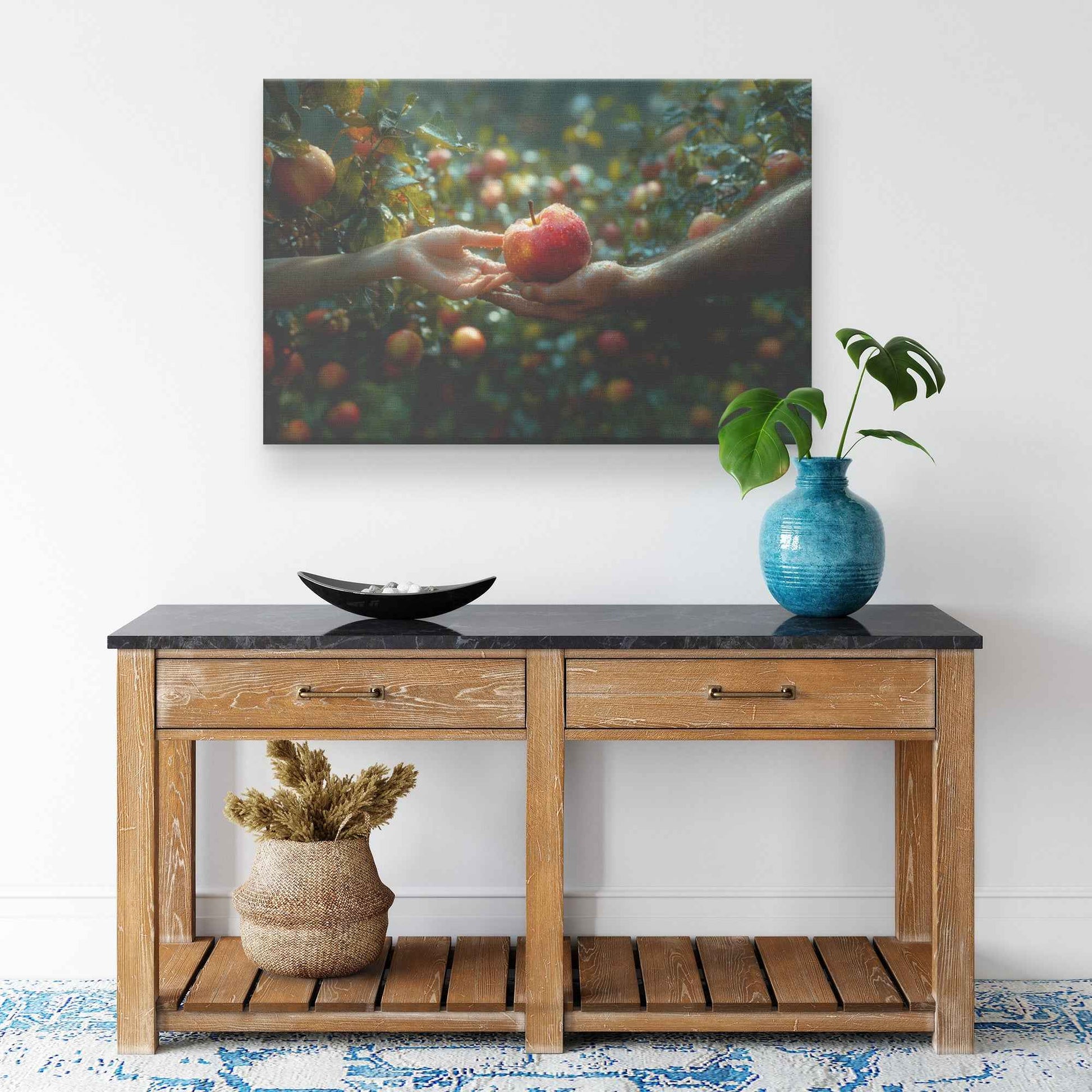 Eve's Tempting Gift The Apple of Love and Deception in the Garden of Eden   Christian Canvas Wall Art Decor