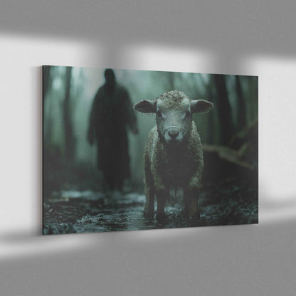 Faith in the Rain A Lamb's Plea for Comfort   Christian Canvas Wall Art Decor