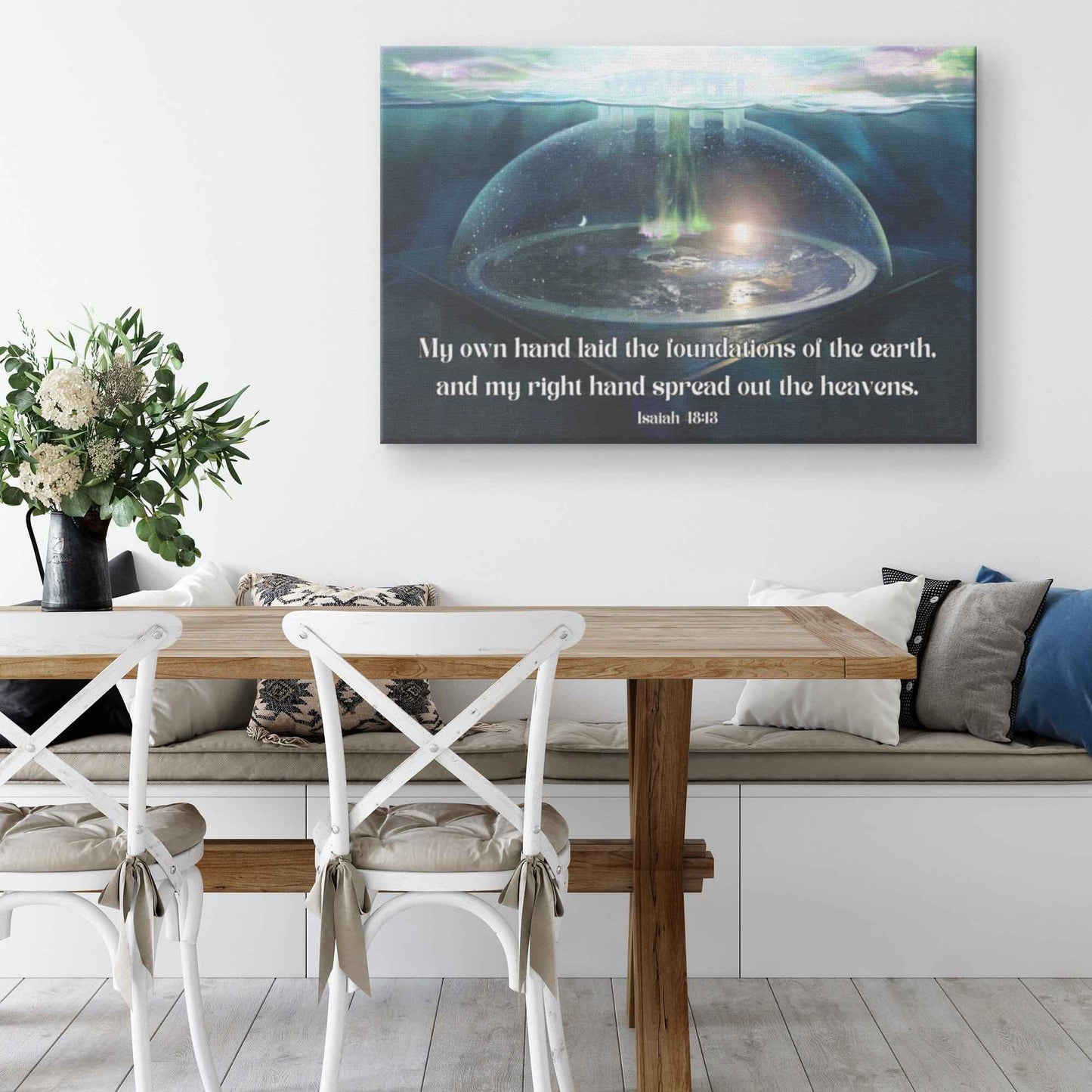 Flat Earth With Firmament Isaiah 4813 Rectangle Canvas Wall Art