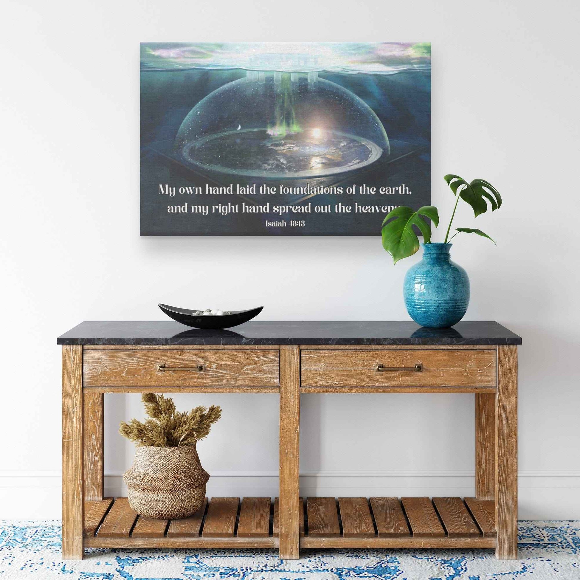 Flat Earth With Firmament Isaiah 4813 Rectangle Canvas Wall Art