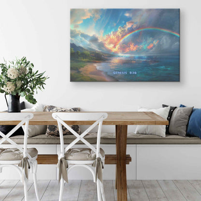 Genesis 916 God's Rainbow over Ocean Canvas Art