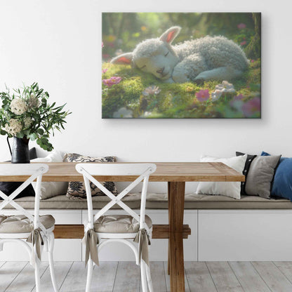 Gentle Slumber of a Lamb Peaceful Forest Tranquility   Christian Canvas Wall Art Decor