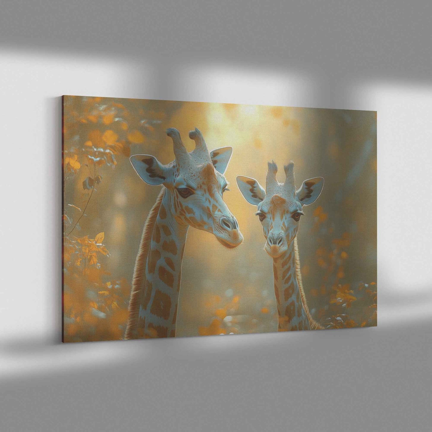 Golden Embrace of Gentle Giraffes in the Savanna   Christian Canvas Wall Art Decor