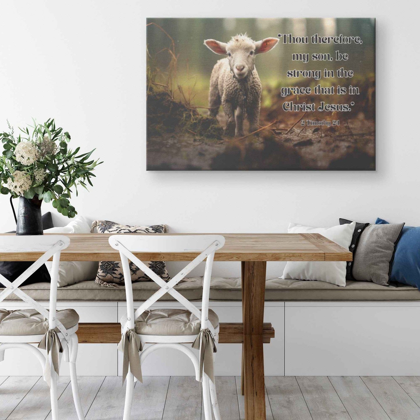 Lamb In The Forest 2 Timothy 21 Rectangle Canvas Wall Art