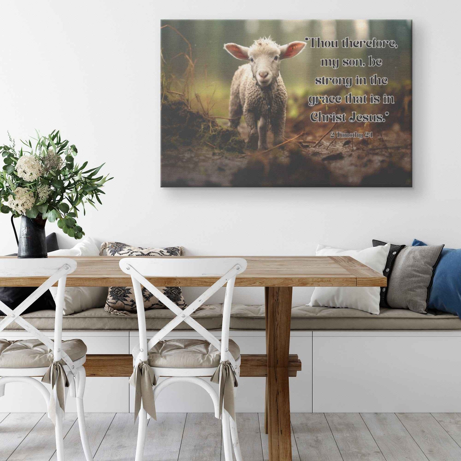 Lamb In The Forest 2 Timothy 21 Rectangle Canvas Wall Art