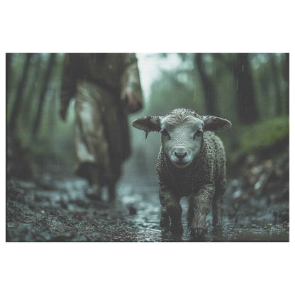 Lost Lamb in the Rain Guided Divine Love   Christian Canvas Wall Art Decor