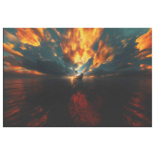 Majestic Sunset Over Noah's Ark in the Distance Bathed in a Surrealistic Sky of Dramatic Colors   Enchanting Christian Canvas Wall Art Decor