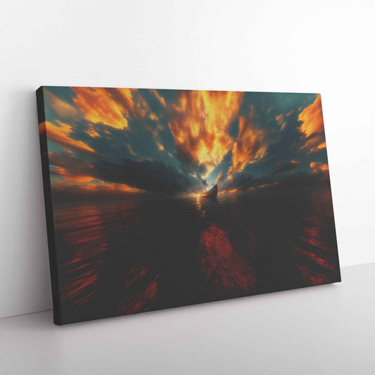 Majestic Sunset Over Noah's Ark in the Distance Bathed in a Surrealistic Sky of Dramatic Colors   Enchanting Christian Canvas Wall Art Decor
