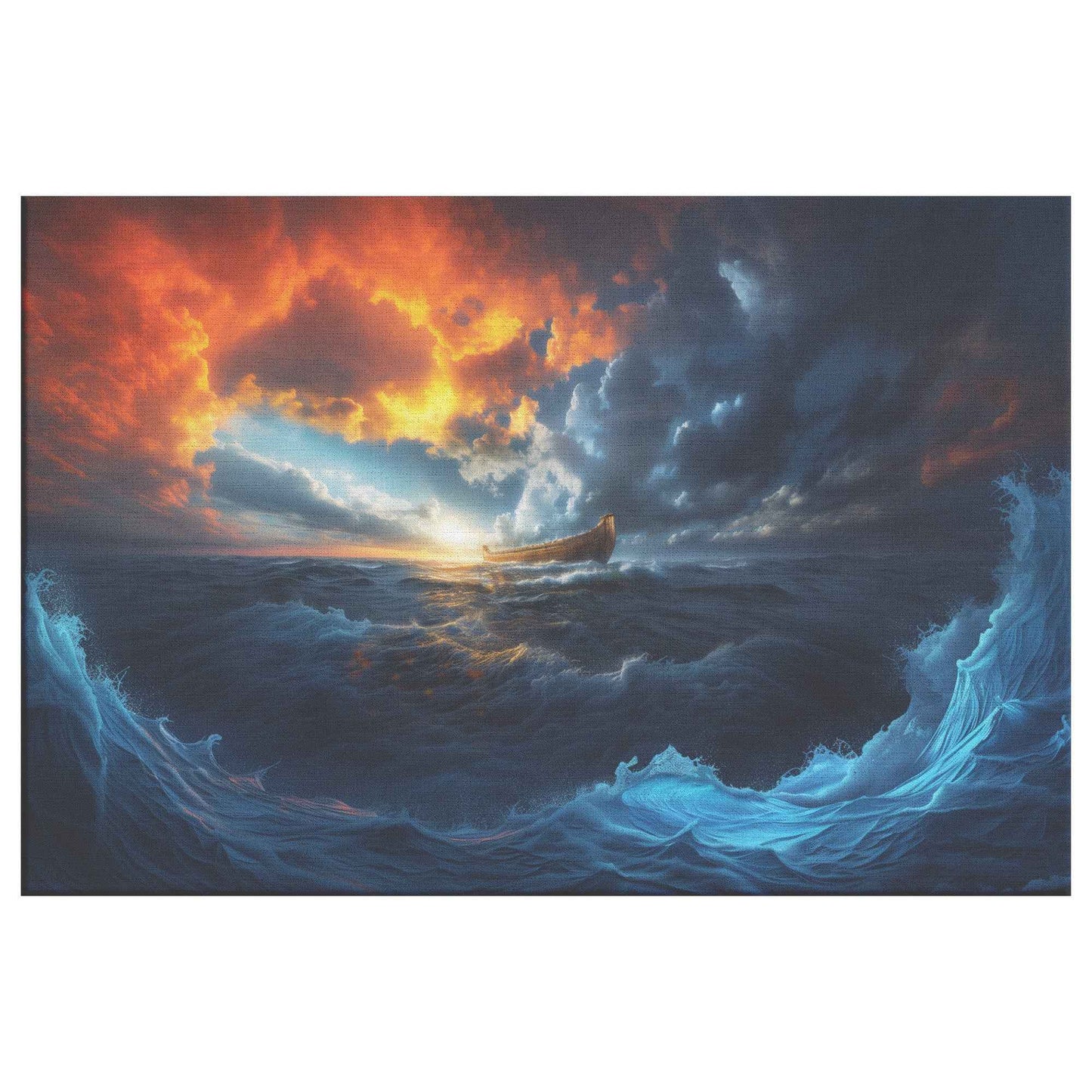 Noah's Ark A Majestic Journey Through Stormy Seas at Sunset   Inspiring Christian Canvas Wall Art Decor