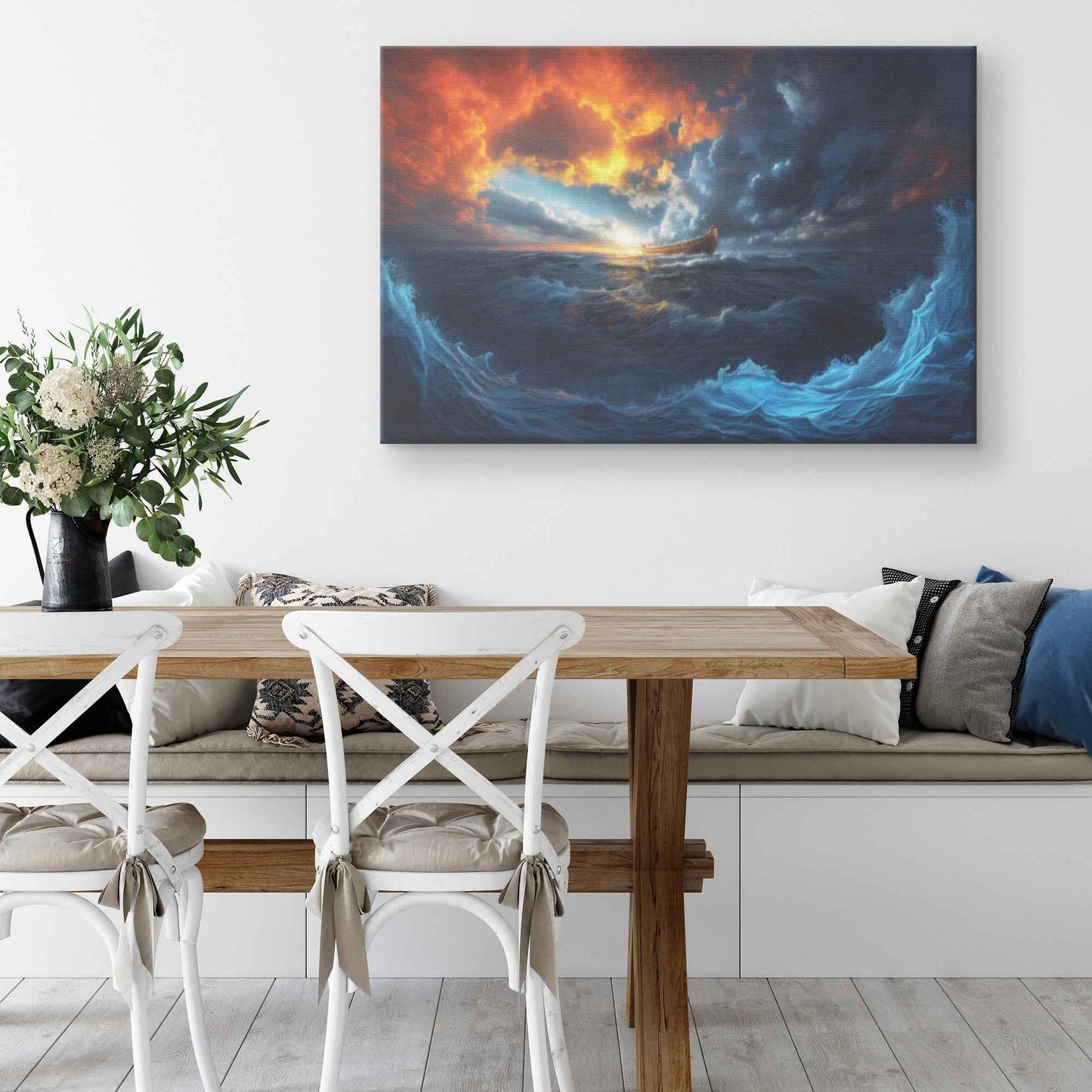 Noah's Ark A Majestic Journey Through Stormy Seas at Sunset   Inspiring Christian Canvas Wall Art Decor