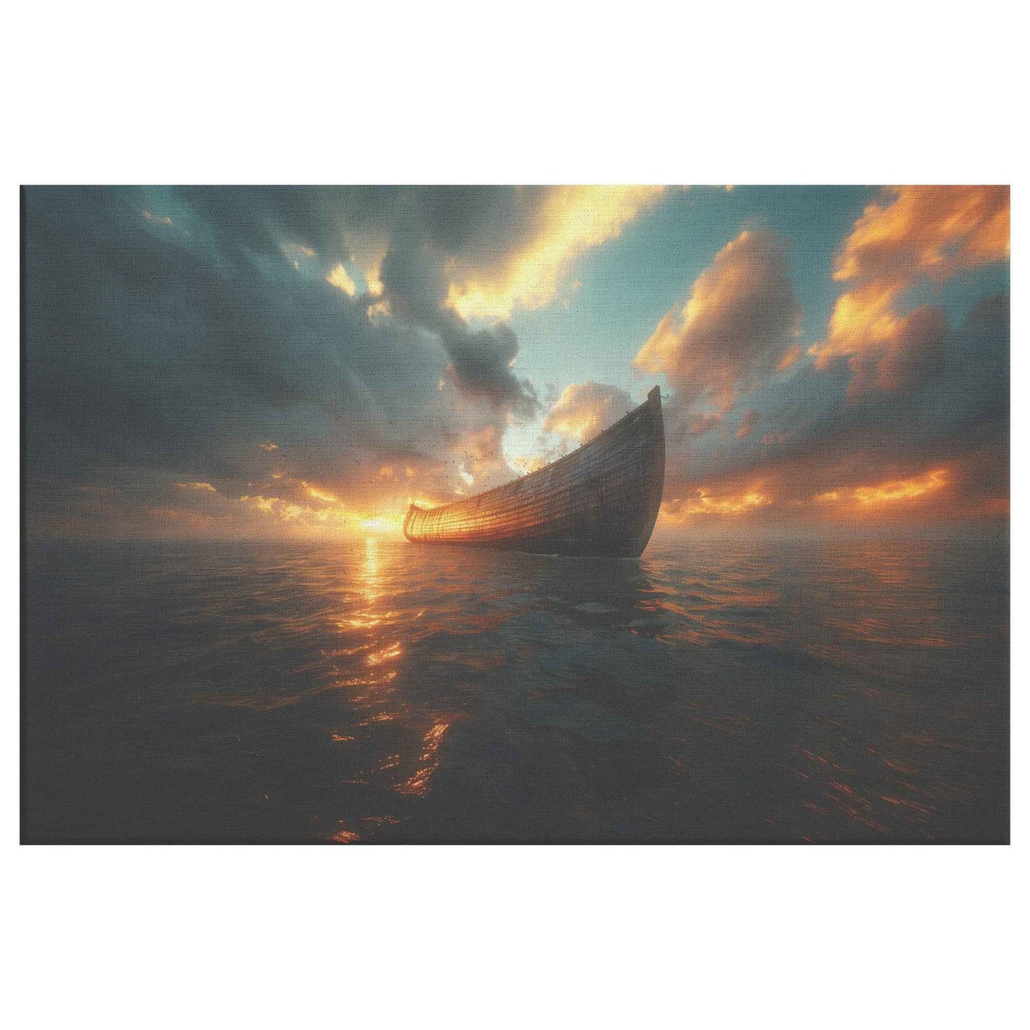 Noahs Ark at Dawn on Serene Waters Christian Canvas Wall Art Decor