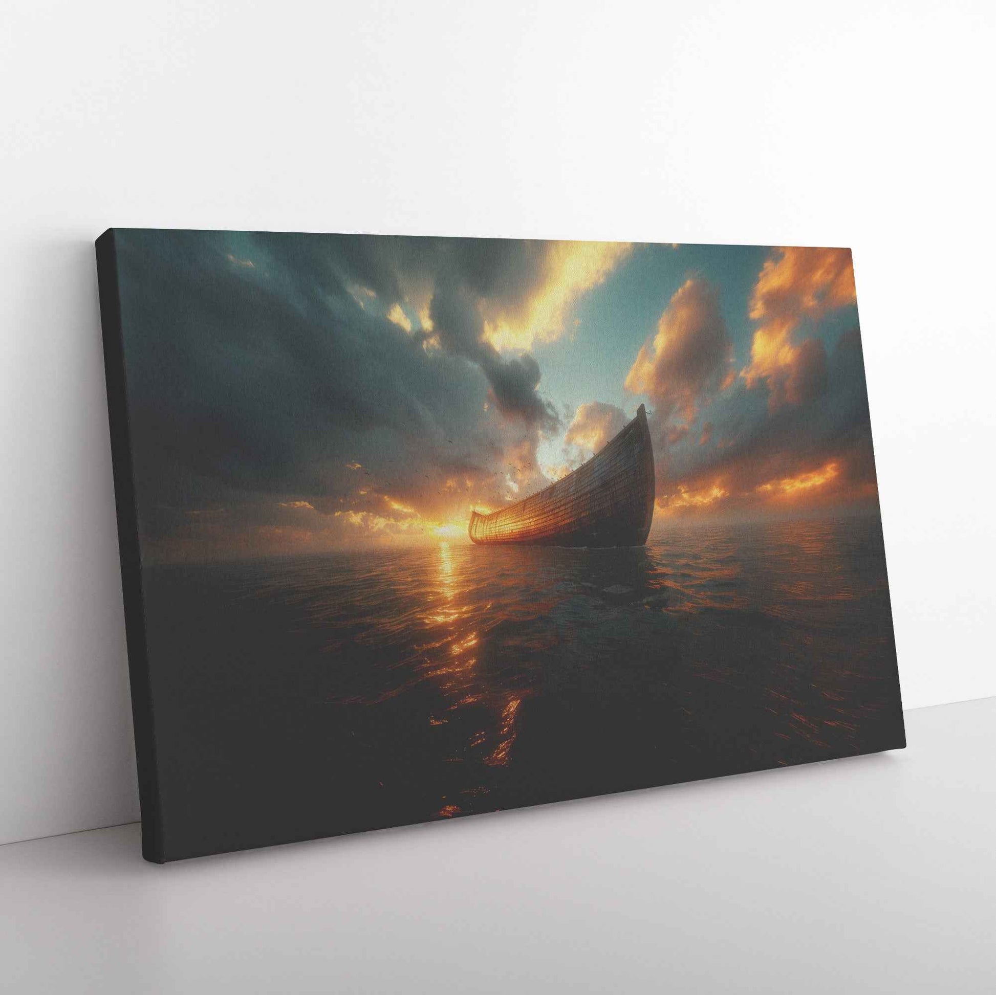 Noahs Ark at Dawn on Serene Waters Christian Canvas Wall Art Decor