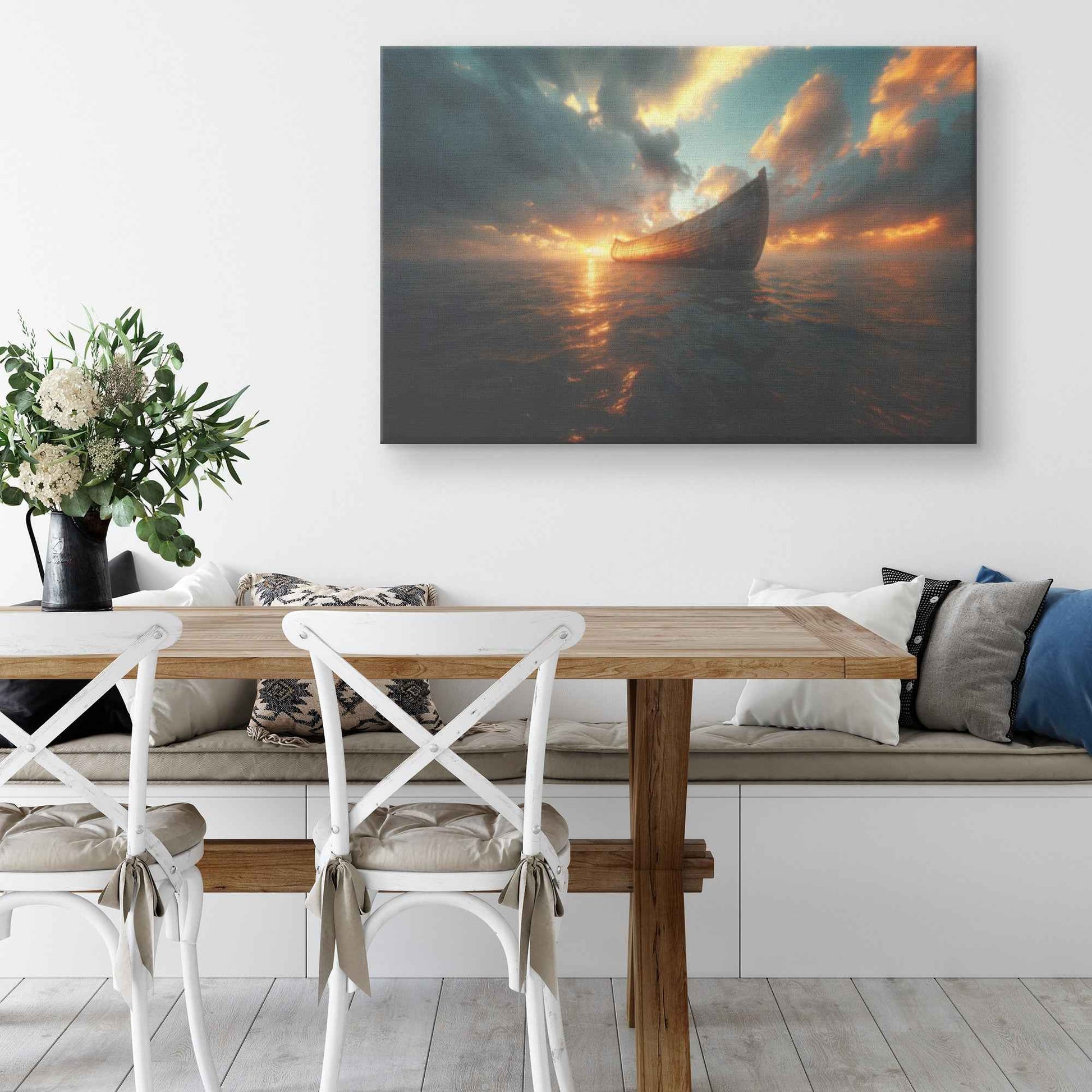 Noahs Ark at Dawn on Serene Waters Christian Canvas Wall Art Decor