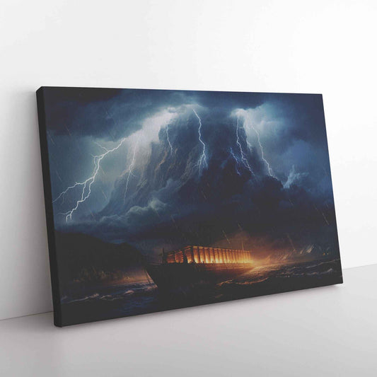 Noahs Ark In The Ocean In A Storm Canvas Wall Art