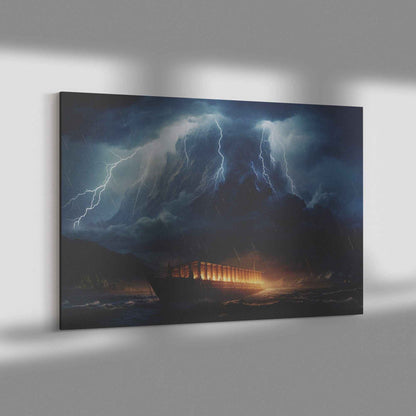 Noahs Ark In The Ocean In A Storm Canvas Wall Art