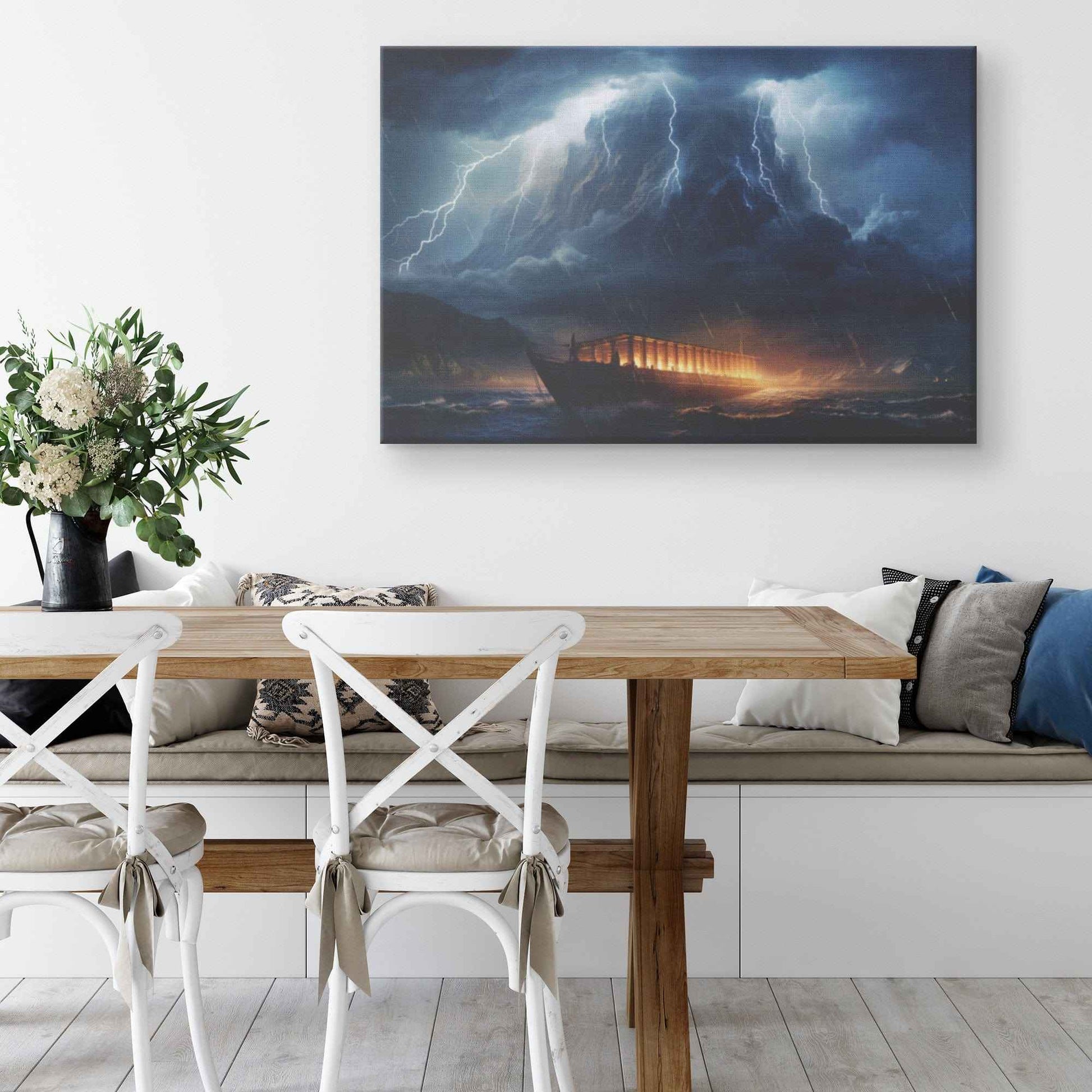 Noahs Ark In The Ocean In A Storm Canvas Wall Art