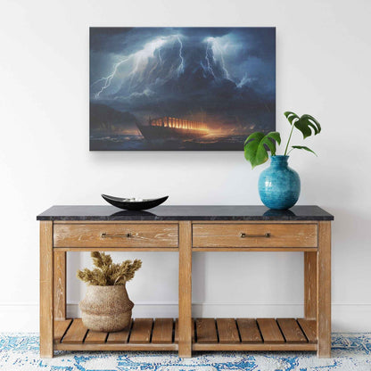 Noahs Ark In The Ocean In A Storm Canvas Wall Art