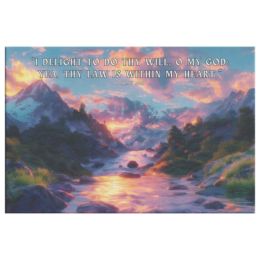 Psalms 4 08 I delight to do thy will O my God yea thy law is within my heart Christian Canvas Wall Art Decor