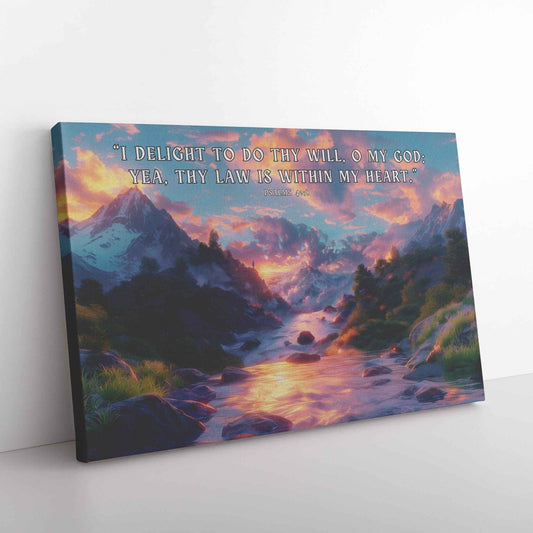 Psalms 4 08 I delight to do thy will O my God yea thy law is within my heart Christian Canvas Wall Art Decor