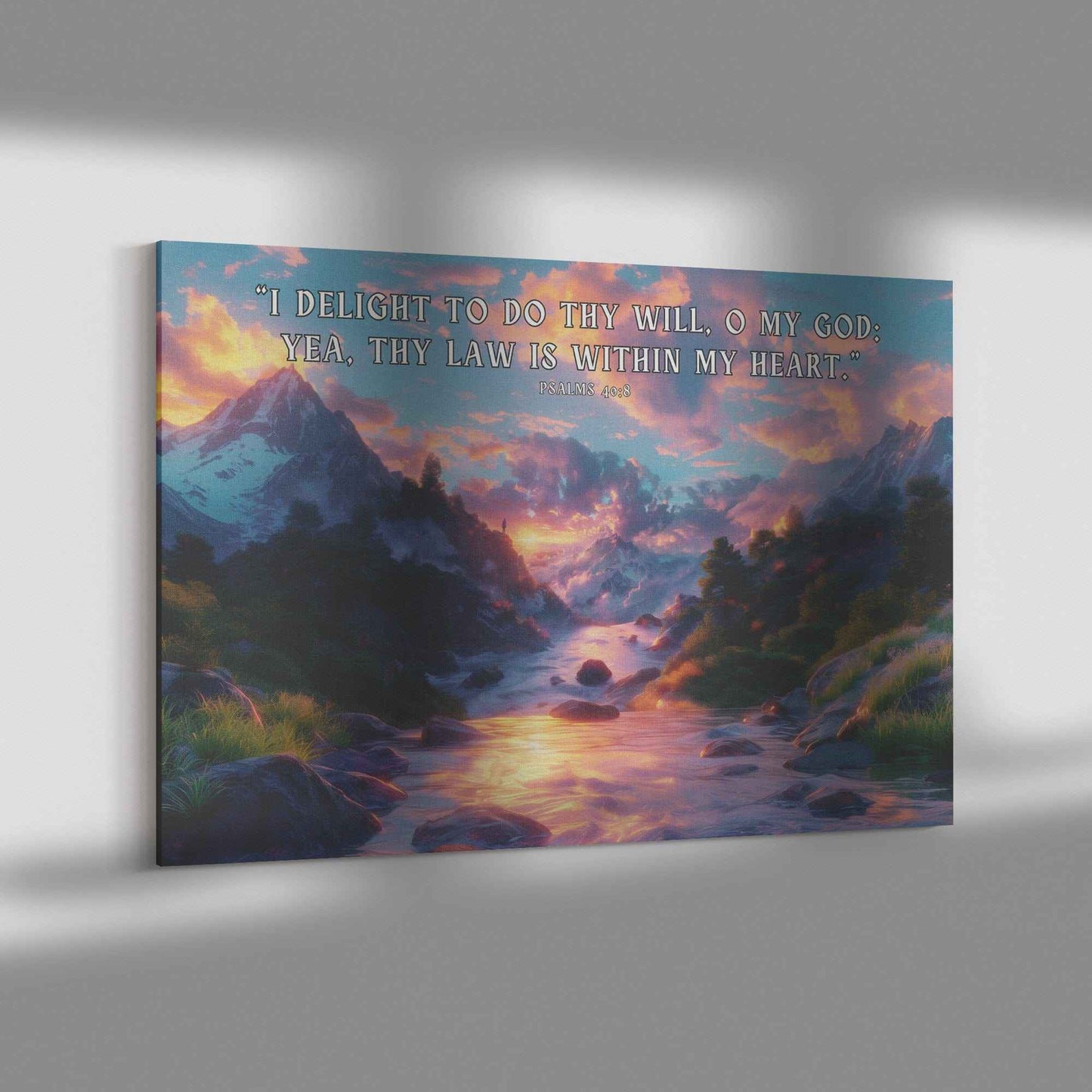 Psalms 4 08 I delight to do thy will O my God yea thy law is within my heart Christian Canvas Wall Art Decor