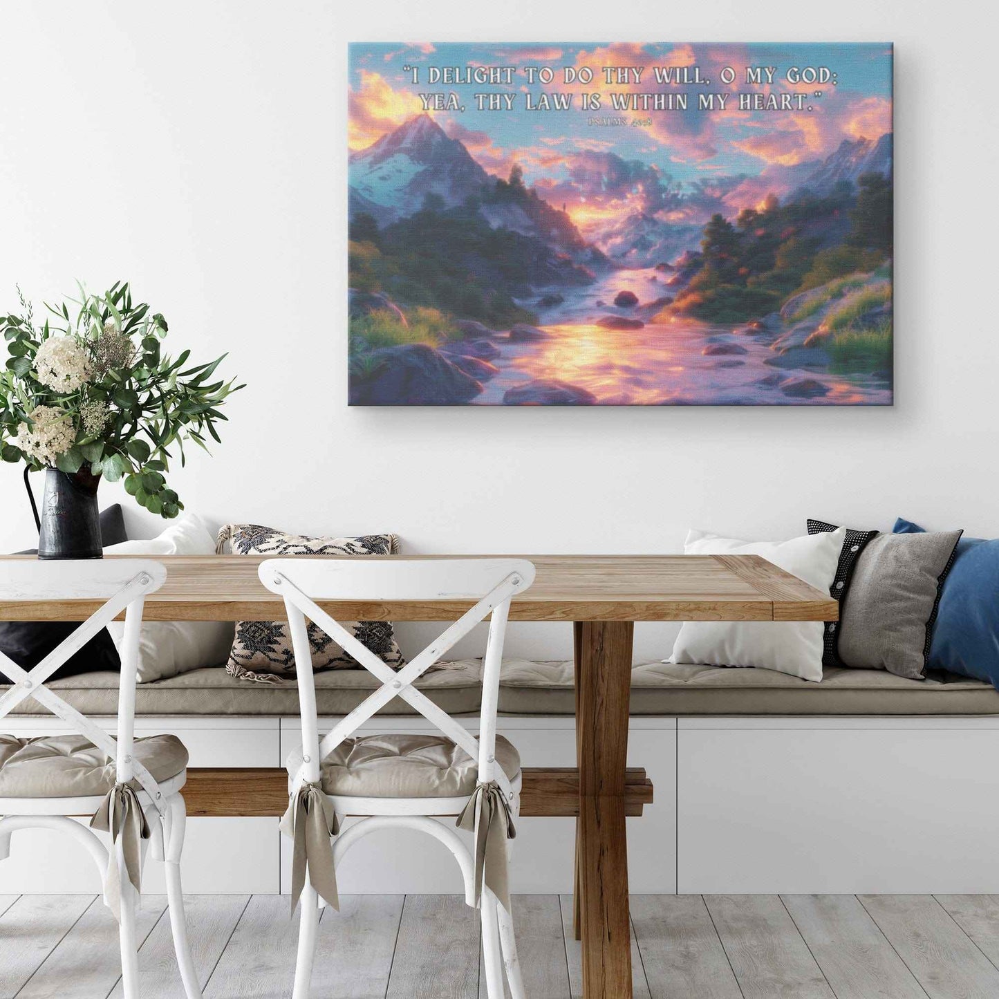 Psalms 4 08 I delight to do thy will O my God yea thy law is within my heart Christian Canvas Wall Art Decor