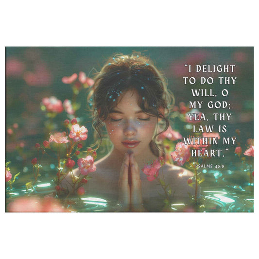 Psalms 408  I delight to do thy will O my God yea thy law is within my heart. Canvas Wall Art